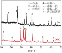 粉煤灰和水泥的XRD图谱
