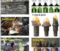 Wear of typical mechanical tools (e.g., TBM discs, roadheader picks and drill bits) during hard rock excavations. (Thuro 1996; Thuro 2002; Ellecosta et al. 2018; Janc et al. 2020; Zhang et al. 2022b; Bołoz and Biały 2023, modified)