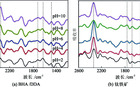 (a)纯剂BHA/DDA的ATR−FTIR差异光谱；(b)BHA/DDA(浓度: 0.2 mmol/L)在不同pH下对钛铁矿的吸附[55]