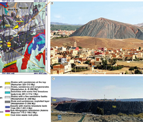 a Geological context of Jerada province. b, c Real images of piles T08 and T01 respectively, highlighting the substantial height of these piles in Jerada city