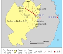 Surat盆地地质单元及F8区位置