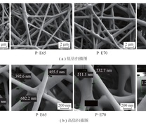 不同质量比的前驱体纤维无纺布的SEM图
