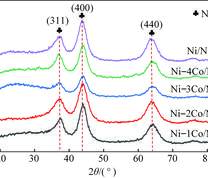 不同Co掺杂量催化剂焙烧后XRD图