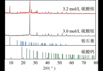 3.0和3.2 mol/L硫酸铵-硫酸钙溶液体系中固体样品的XRD图谱